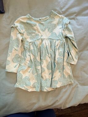 Carter's White Long-Sleeve Floral Tunic with Teal Print